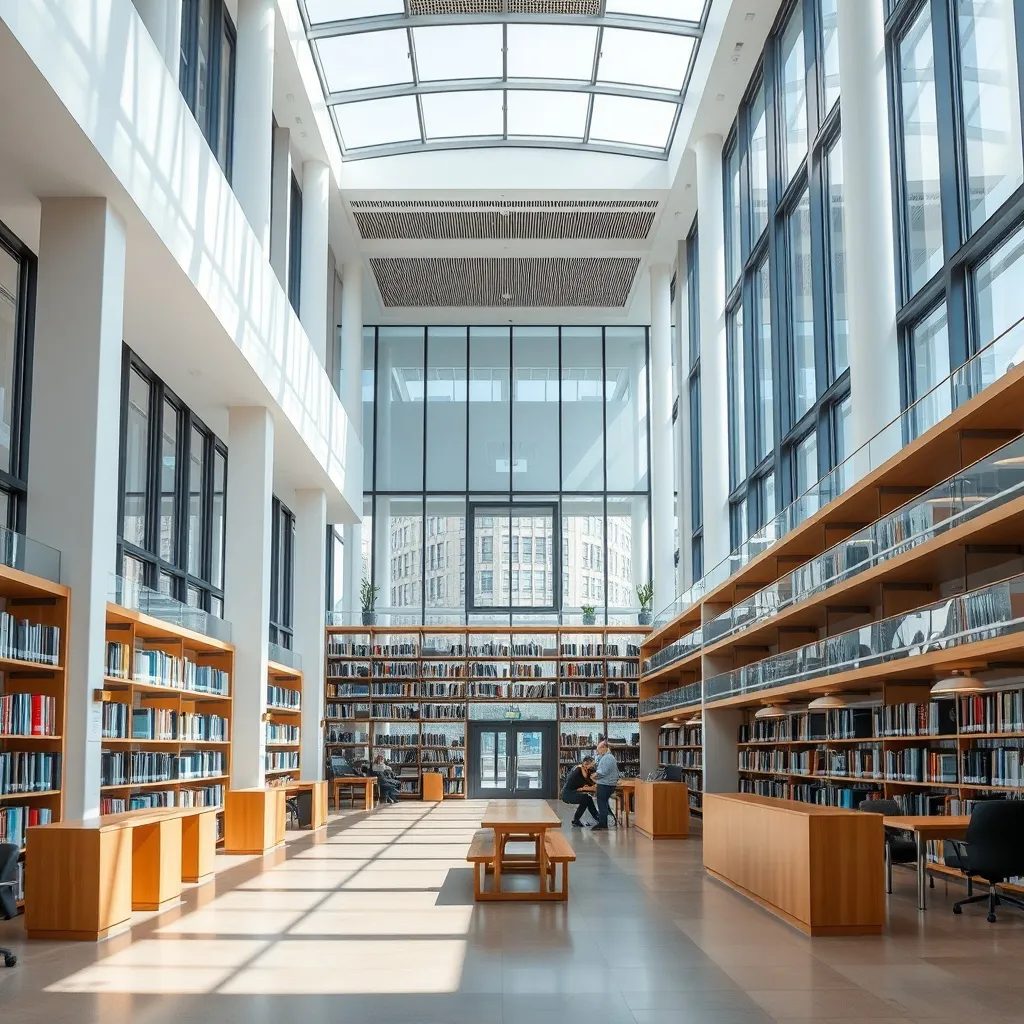 A clean, modern university campus library interior in Ottawa
