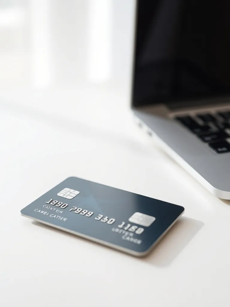 A minimalist representation of a credit card and a clean wor