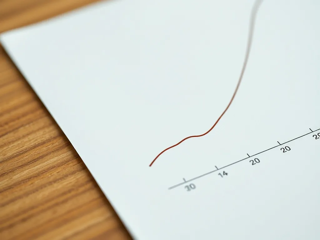 Close up of a graph showing an exponential growth curve on a